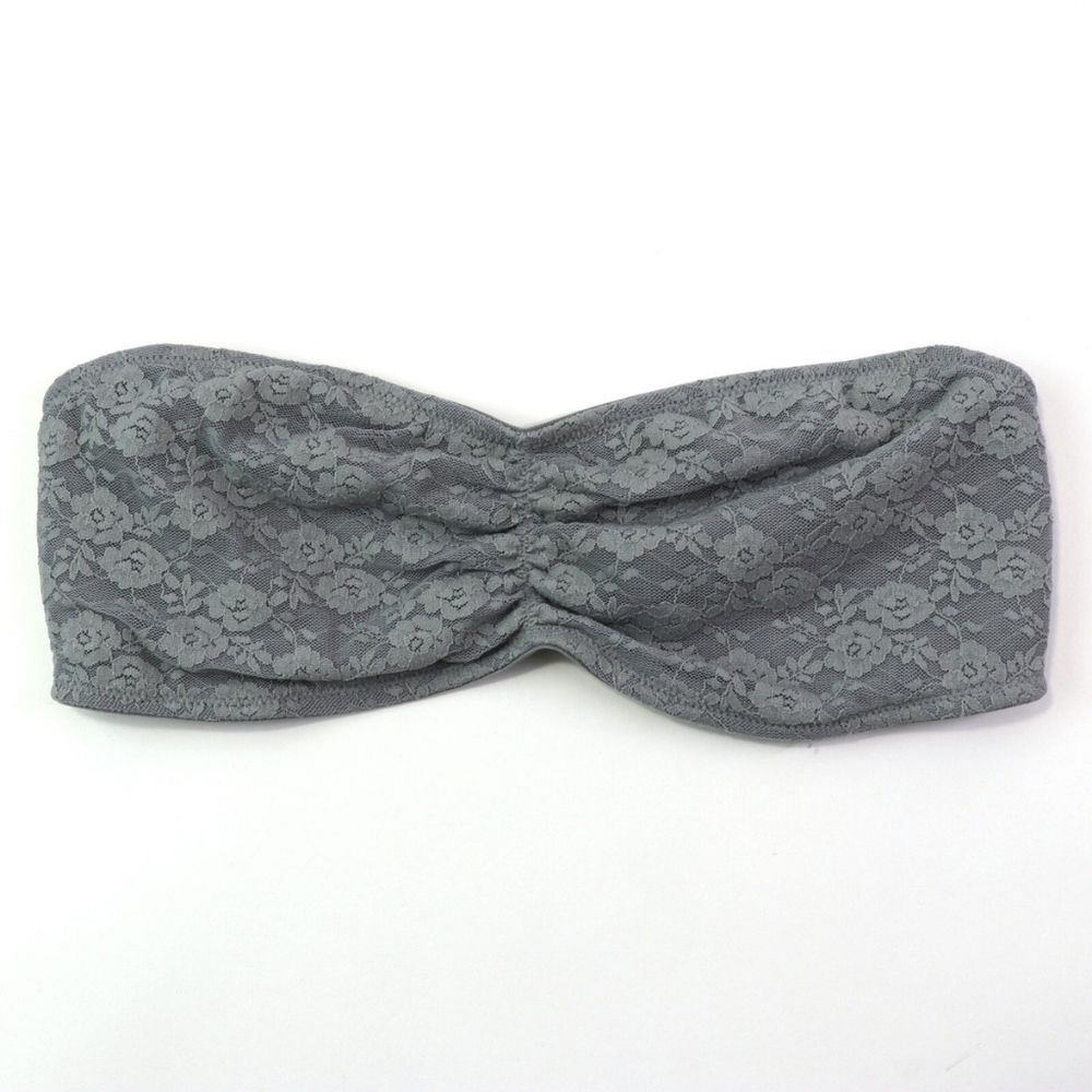PINK Victoria's Secret Bandeau Grey Lace No Wire